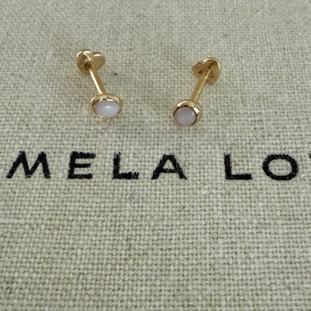 Pamela Love Gold and Cream Earrings